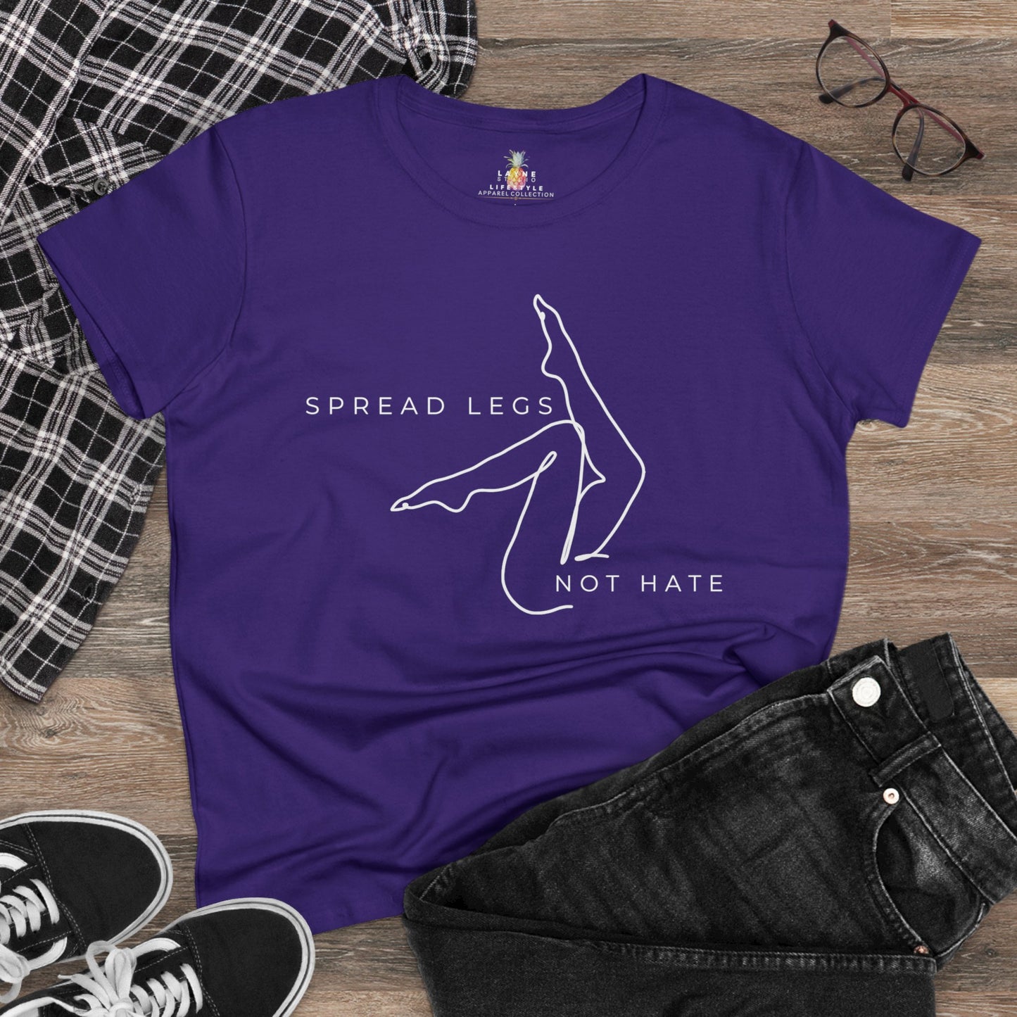 "Spread Legs, Not Hate" Graphic Women's Midweight Cotton Tee