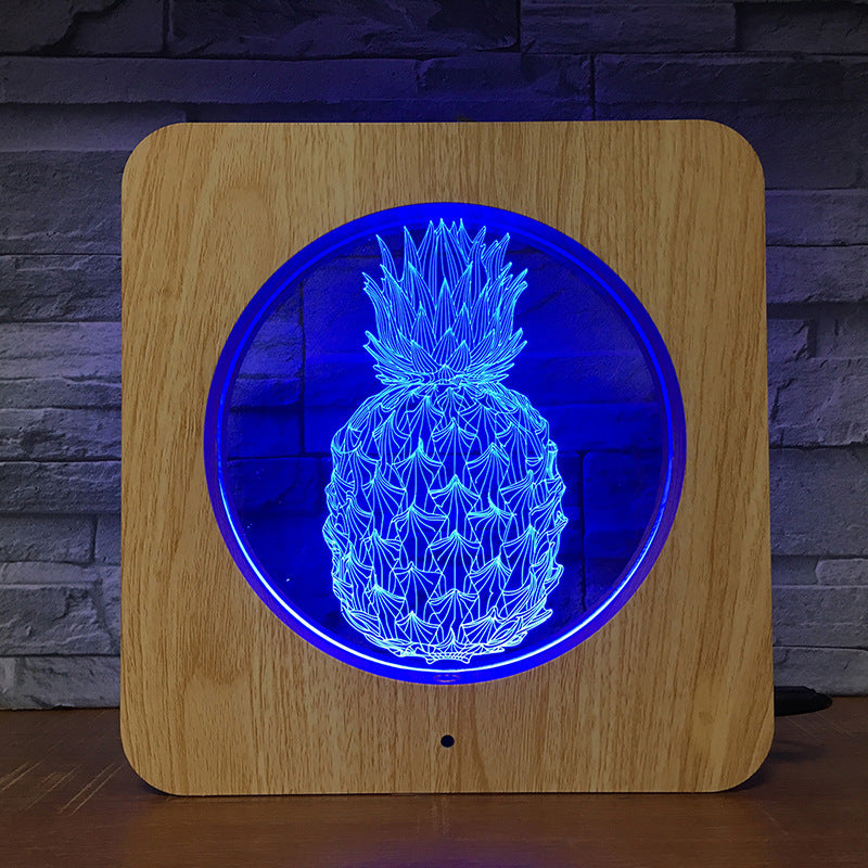 LED Pineapple Wood Lamp