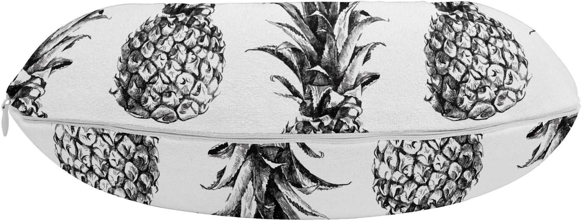 Pineapple Travel Pillow Neck Rest, Hand Drawn Tropical Theme Vintage Style Pineapple Fruit Pattern, Memory Foam Traveling Accessory for Airplane and Car, 12", Black Grey