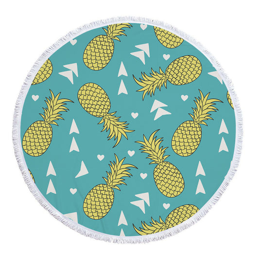 Round Pineapple Printed Microfiber Beach Towel