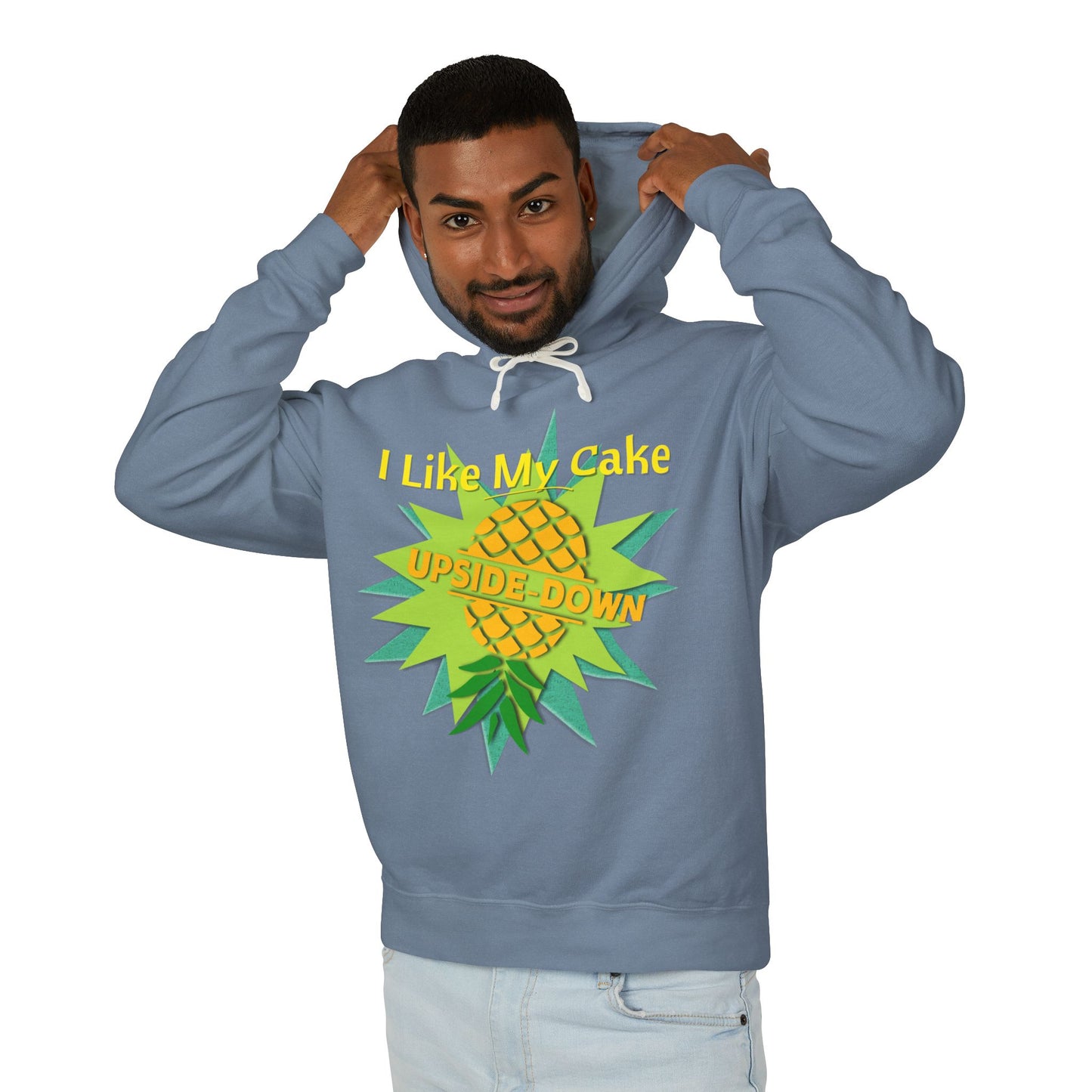 "I Like My Cake Upside Down!" Unisex Lightweight Hooded Sweatshirt - LAYNE STUDIO