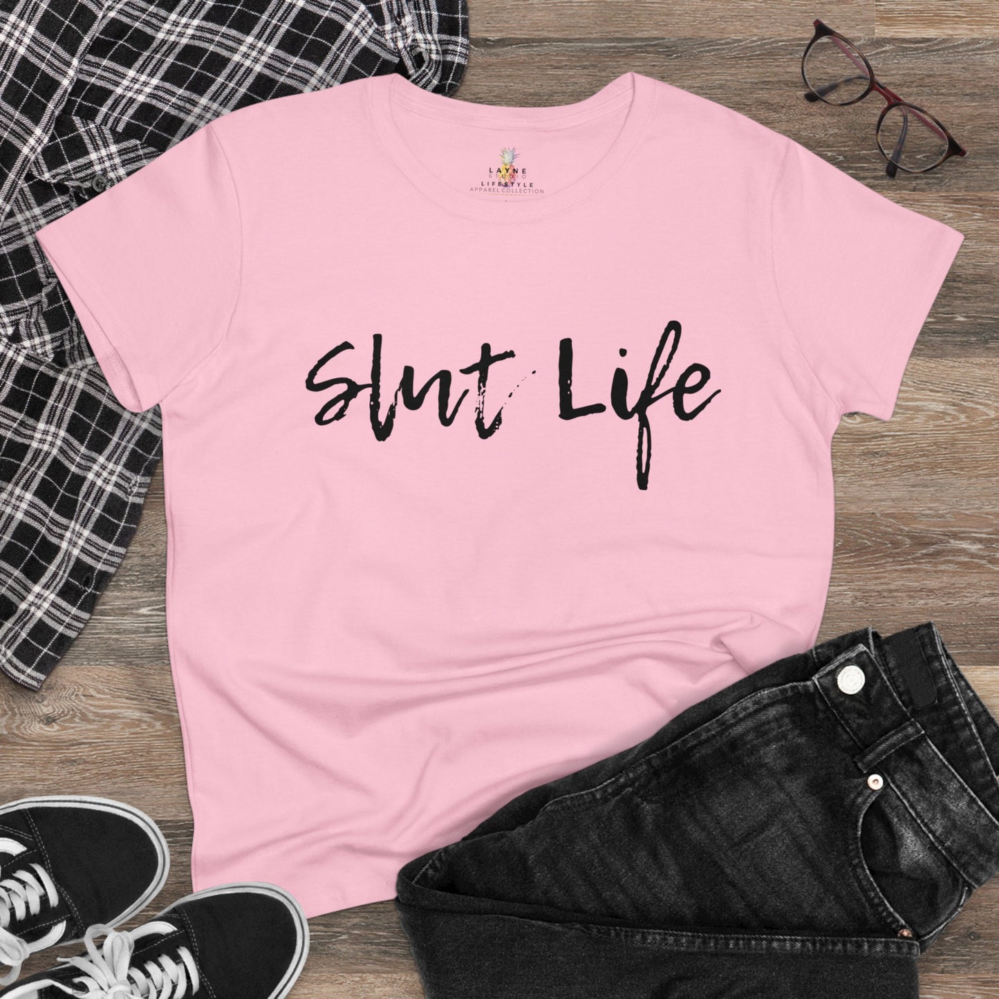 "Slut Life" (Salt Life Parody) Graphic Women's Midweight Cotton Tee