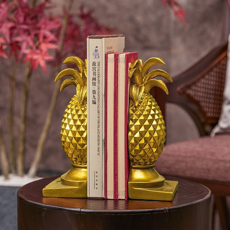 Gold Pineapple Book File Bookends