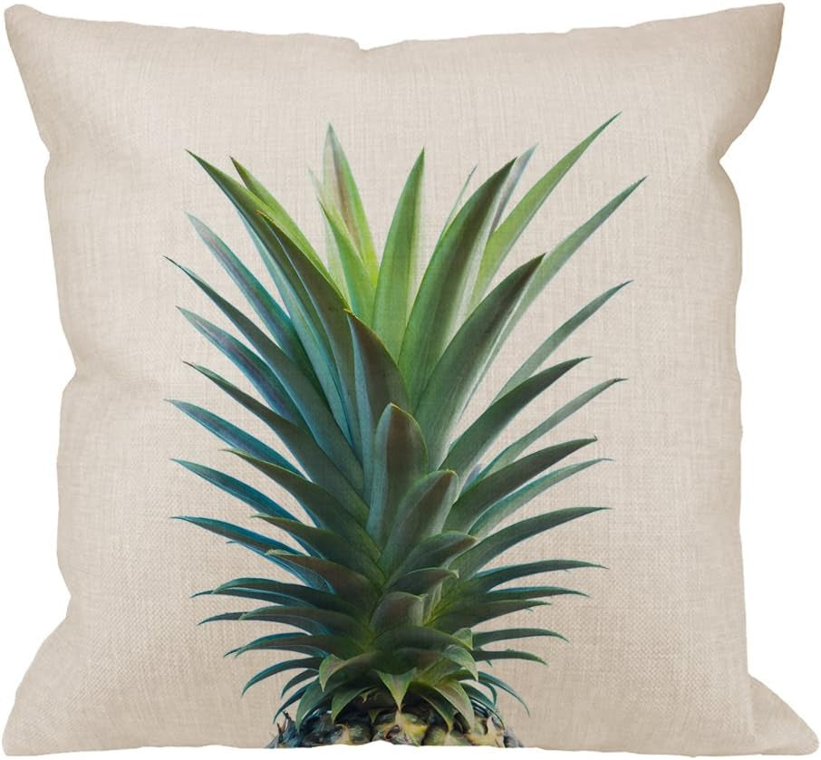 Pineapple Pillow Cover,Decorative Throw Pillow Pineapple Top Pillow Cases Cotton Linen Outdoor Indoor Square Cushion Covers for Home Sofa Couch 18X18 Inch Green