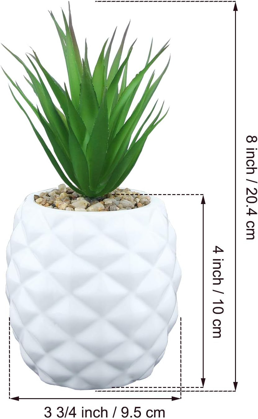 Ceramic Potted Artificial Succulent Pineapple Decoration (White)