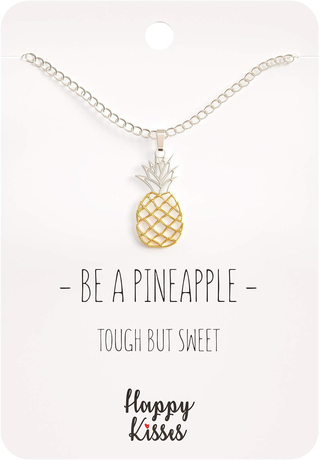 Pineapple Necklace – with Message Card Be a Pineapple -Tough but Sweet – Pineapple Gift in Silver and Gold
