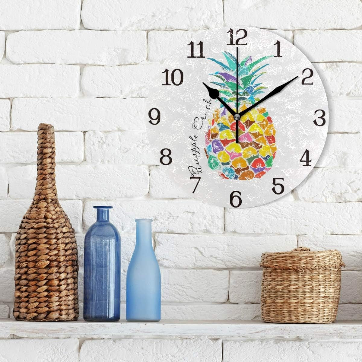 Colorful Pineapple Battery Operated Wall Clock 9.8 Inches