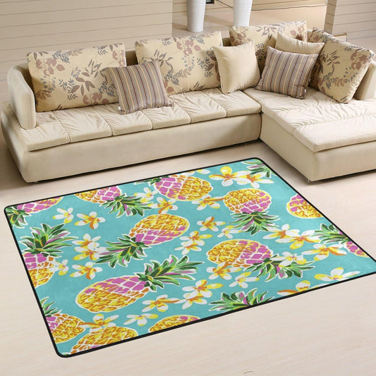 Cute Pineapple Floral Area Rug Rugs Mat for Living Room Bedroom 6'X4'