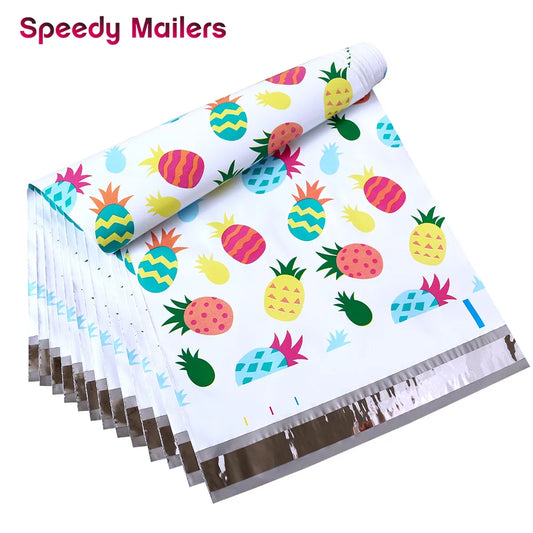 100PCS 10X13 Pineapple Designer Poly Mailer Envelope Shipping Bags with Self Seal Adhesive, Waterproof and Tearproof Postal Bags