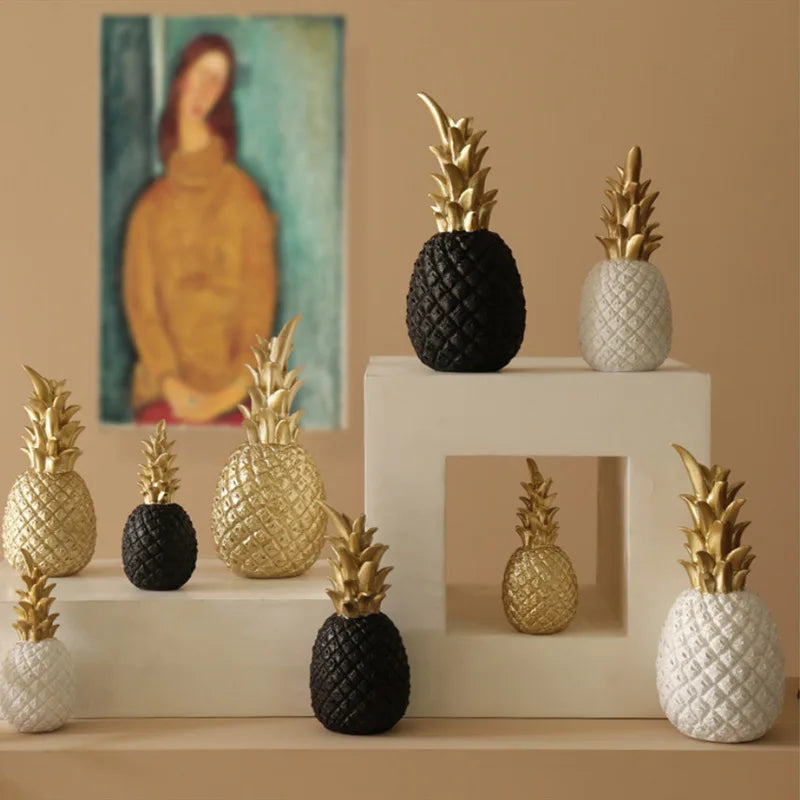 1PC Creative Gold Pineapple Craft Decoration Fruit Pineapple Ananas Shape Home Living Room Porch Model Bedroom Desktop Decor