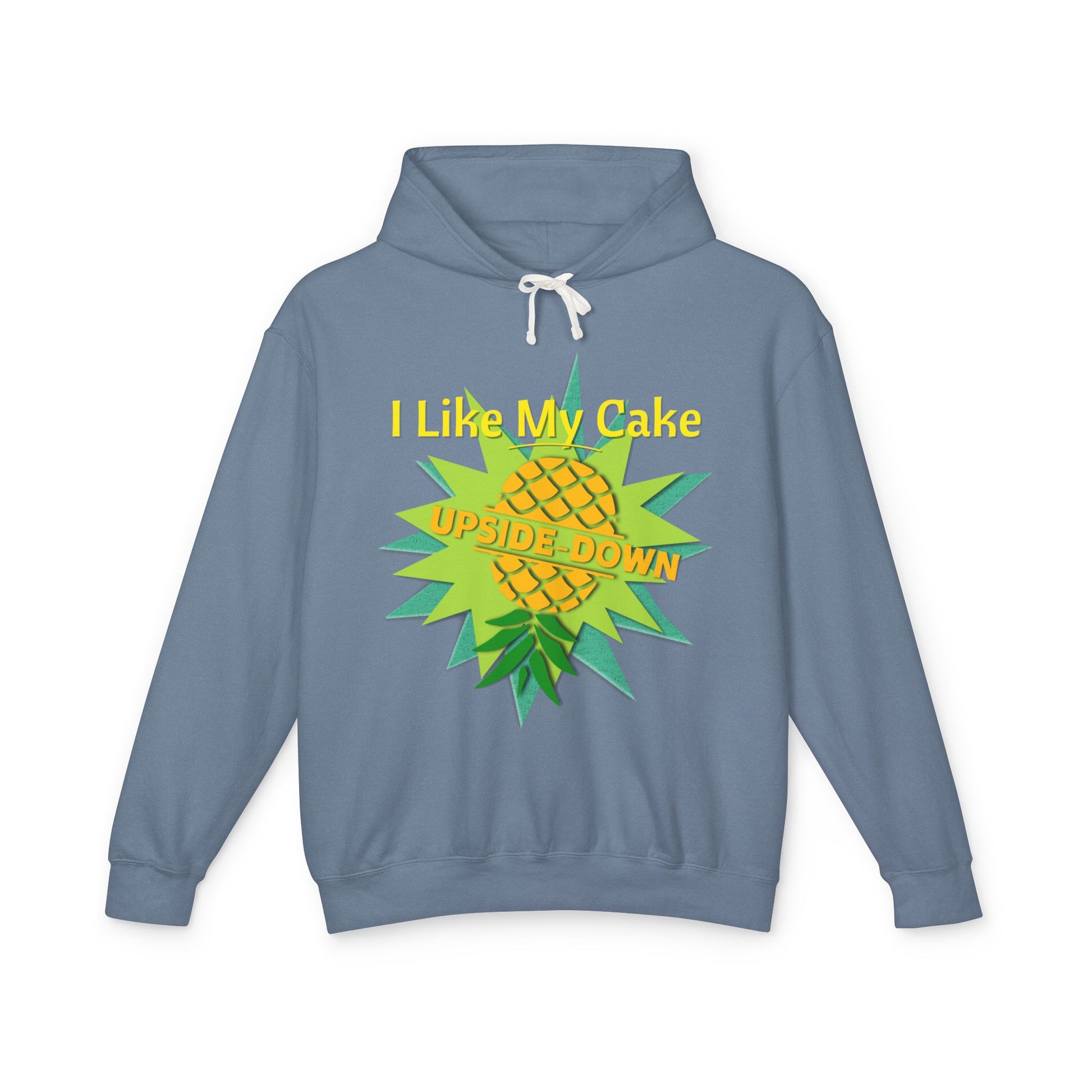 "I Like My Cake Upside Down!" Unisex Lightweight Hooded Sweatshirt - LAYNE STUDIO