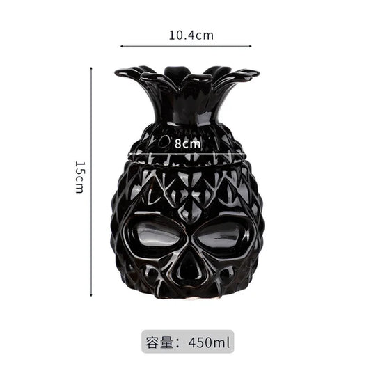 Black Octopus TIKI Mug Ceramic Cocktail Glass Beach Party Drinking Cup Wineglass Cool Skull Pineapple Smoothie Juice Container