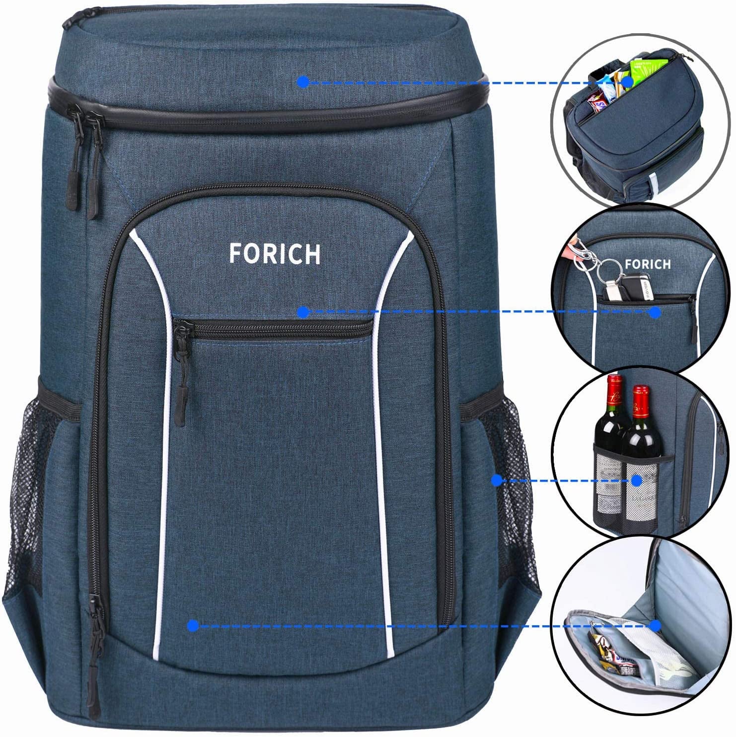 Lightweight Insulated Backpack Soft Cooler Bag, HOLDS 30 CANS and 2 WINE BOTTLES!