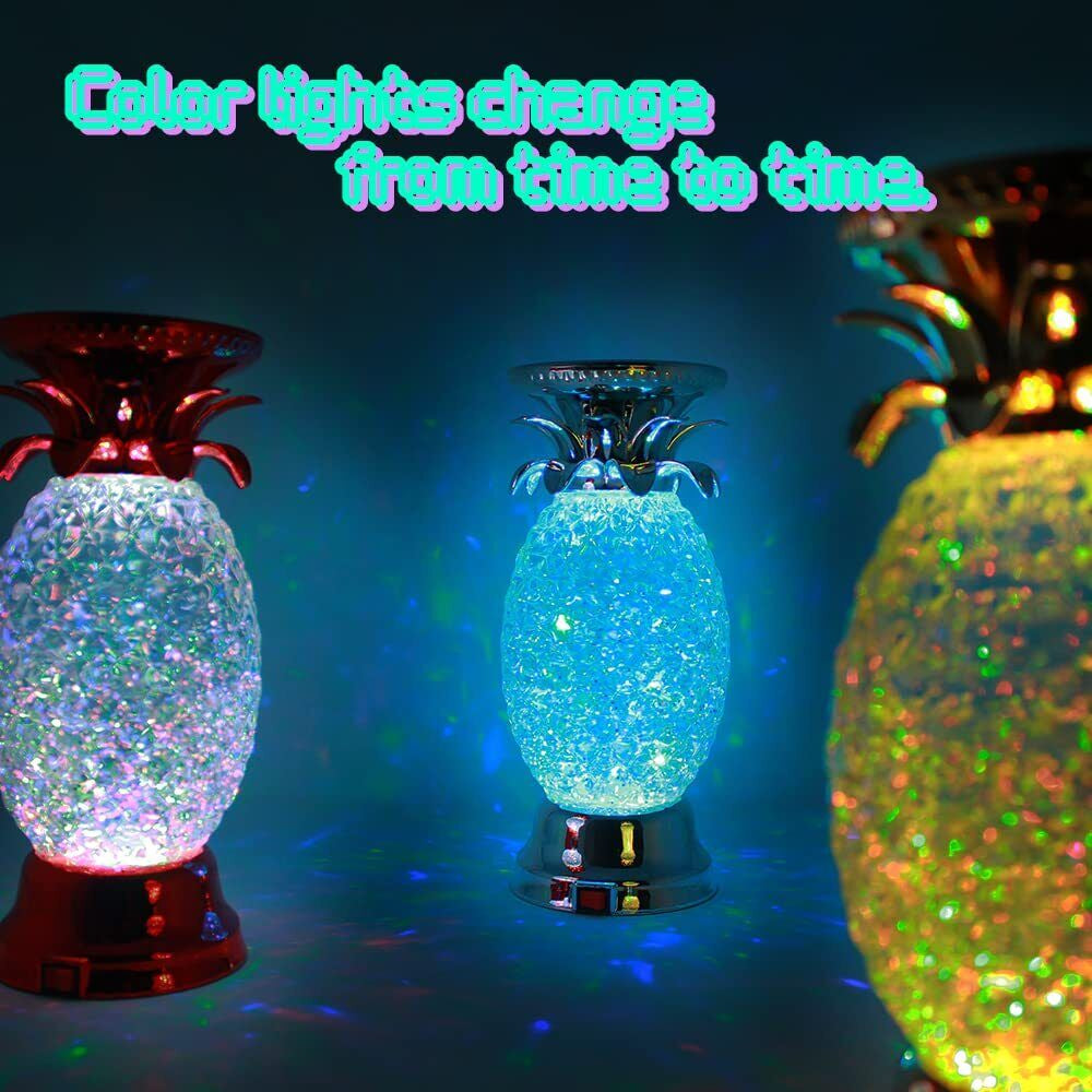 Colorful Pineapple Water Globe Glitter Swirl LED Candle Holder Pedestal Bath ...