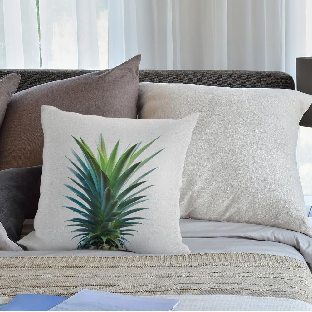 Pineapple Pillow Cover,Decorative Throw Pillow Pineapple Top Pillow Cases Cotton Linen Outdoor Indoor Square Cushion Covers for Home Sofa Couch 18X18 Inch Green