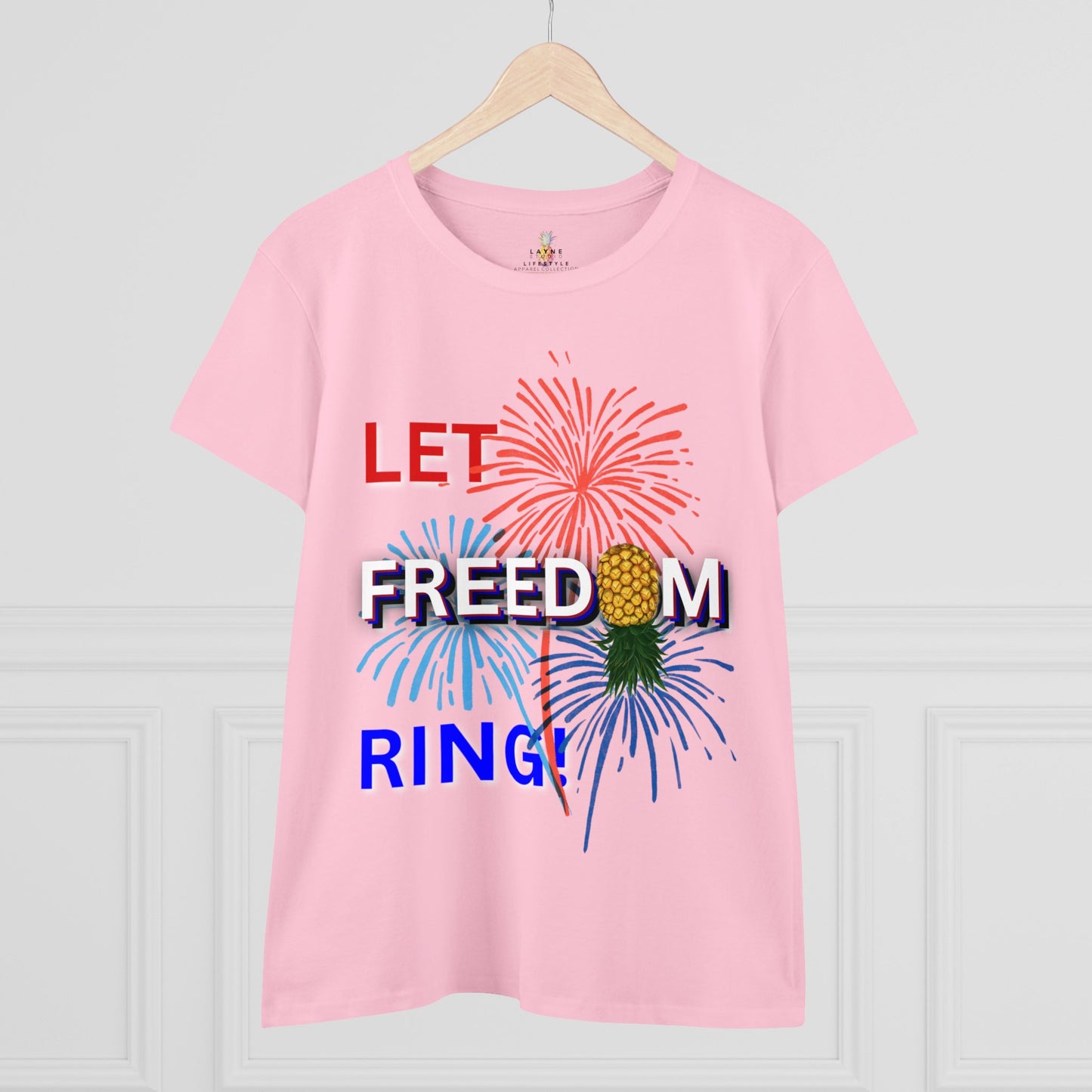"Let Freedom Ring" Graphic Women's Midweight Cotton Tee