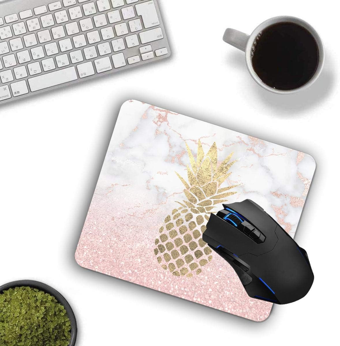 Mouse Pad,Pineapple on Marble Computer Mouse Pads Desk Accessories Non-Slip Rubber Base,Mousepad for Laptop Mouse