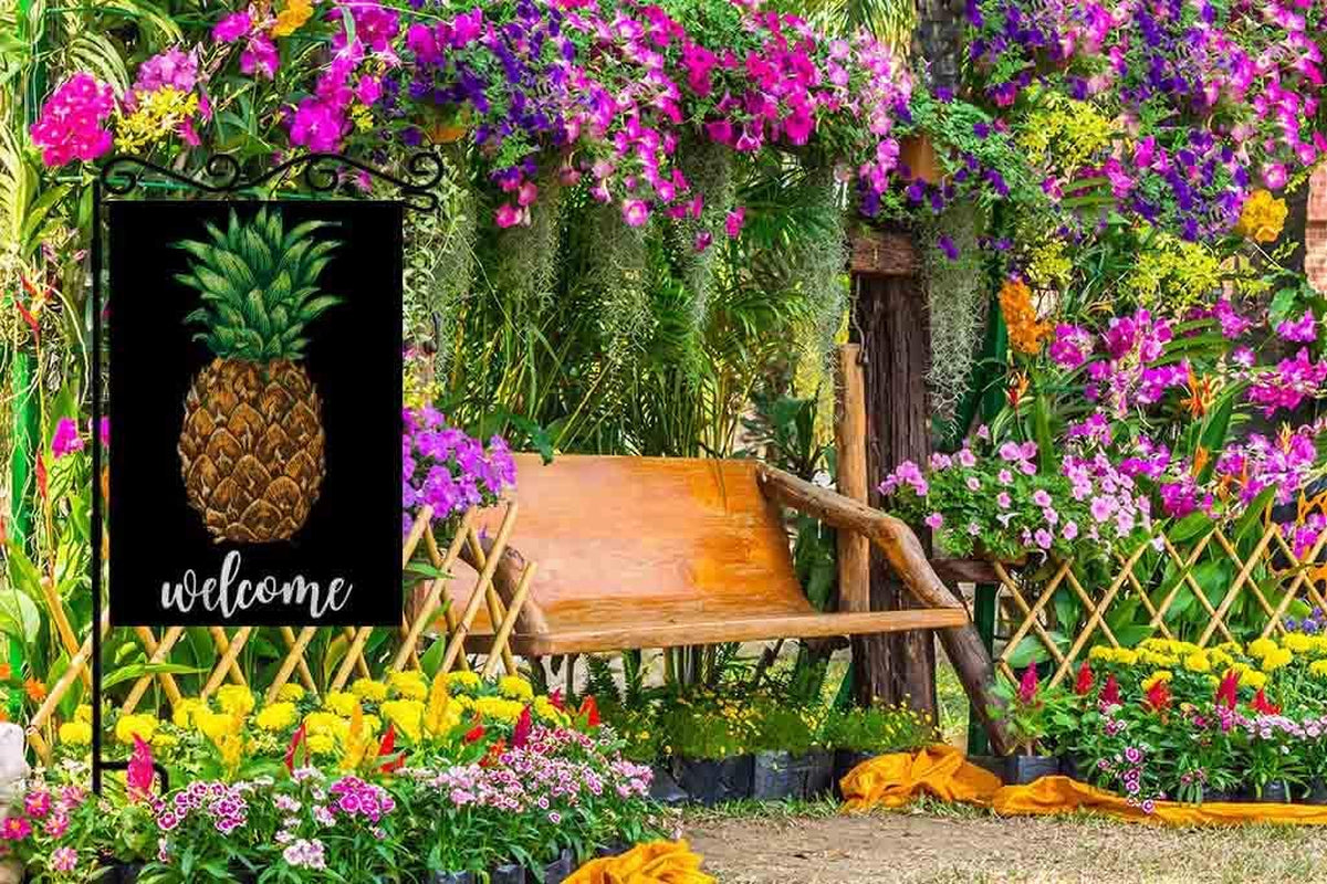 Welcome Pineapple Garden Flag Small Vertical Double Sided 12.5 X 18