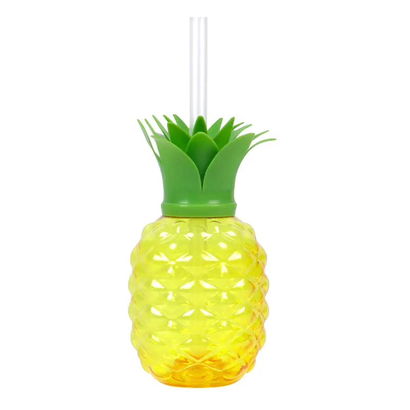 8Pcs Plastic Pineapple Cups with Straw