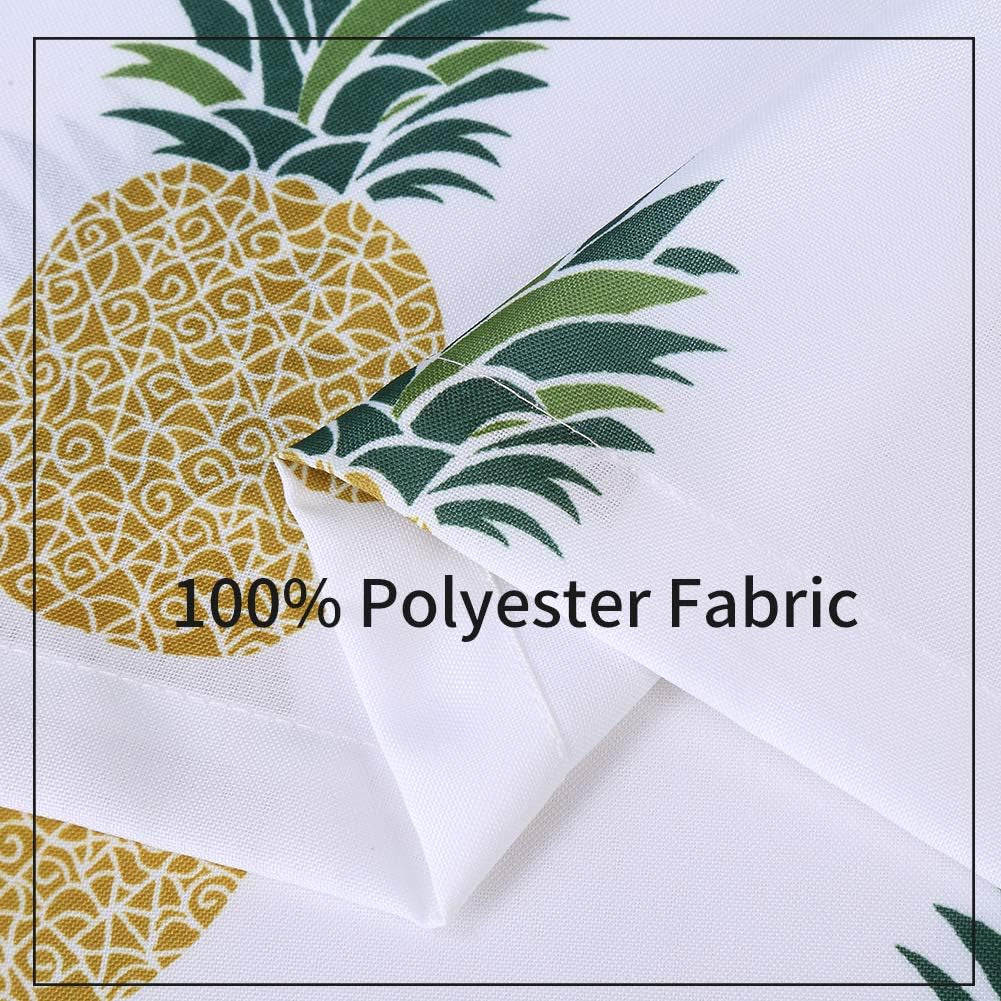 Tier Curtains 36 Inch Length, Pineapple Print Small Curtains for Kitchen Cafe Half Window Curtains for Bathroom, Green