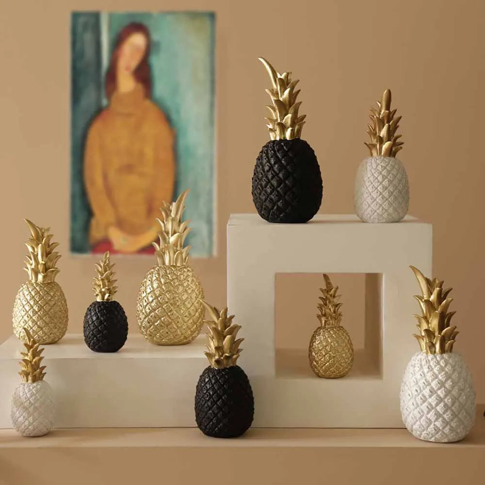 Creative Pineapple Ananas Decoration Nordic Fruit Shape Golden Pineapple Decoration Resin Black White Home Bedroom Desktop Decor