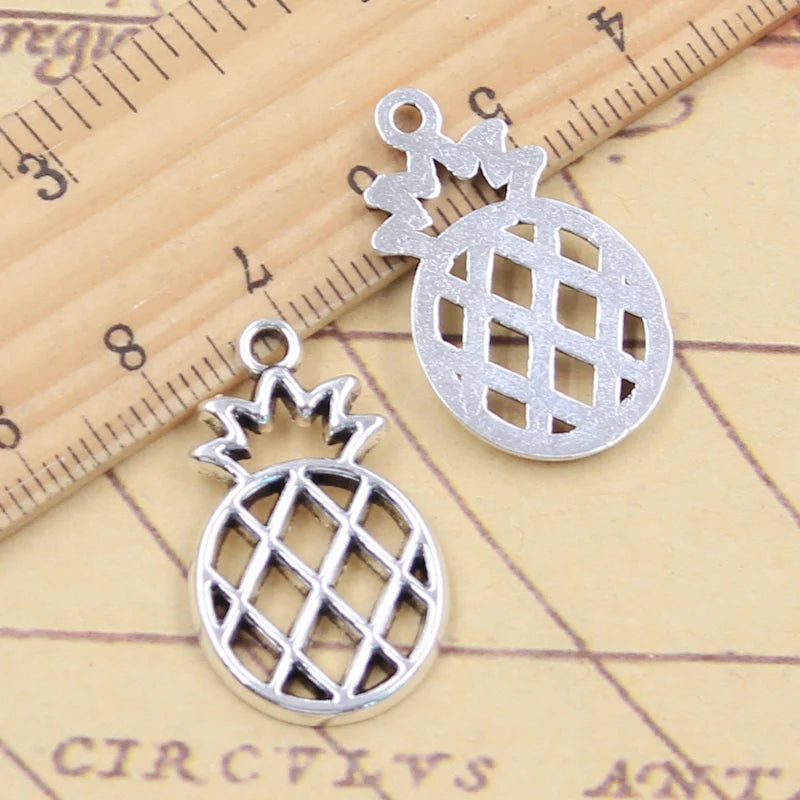 10Pcs Charms Hollow Pineapple 28X17Mm Tibetan Silver Color Pendants Antique Jewelry Making DIY Handmade Craft