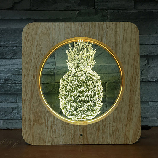 LED Pineapple Wood Lamp