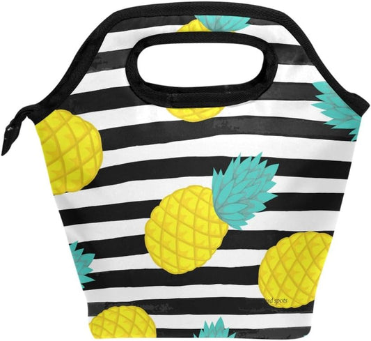 Pineapple Stripes Insulated Cooler / Lunch Tote Bag 