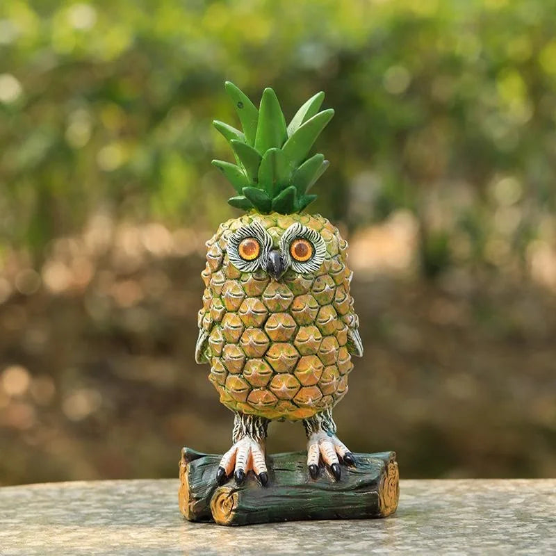 Cute New Owl Shape Pineapple Resin Ornaments Pastoral Small Pineapple Owl for Outdoor and Indoor Art Garden Courtyard Decors