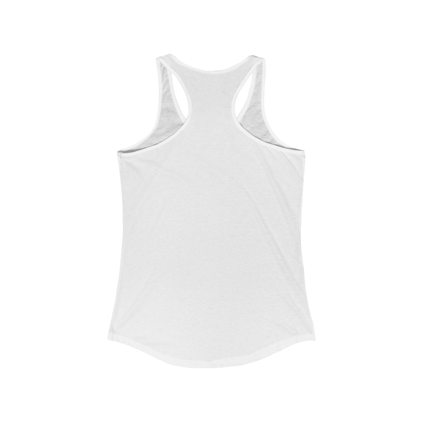 Back View of Lane Studio I'm As Flexible As My Morals Graphic Solid White Racerback Tank-Top