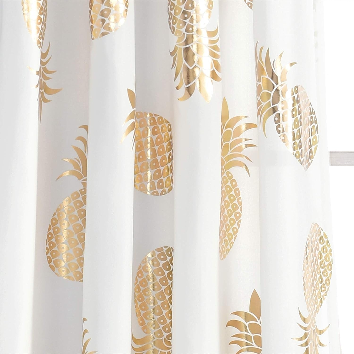 Pineapple Set Long Window Curtain Panel Pair, 52" X 84" (Gold), 52" W X 84" L