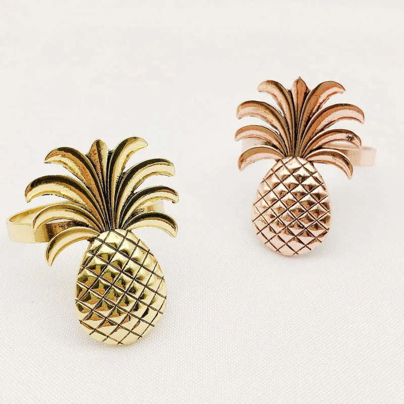 10Pcs/Lot Hot Sale Pineapple Napkin Ring Metal Plating Napkin Ring Ring Stand Wedding Holiday Party Table Decoration