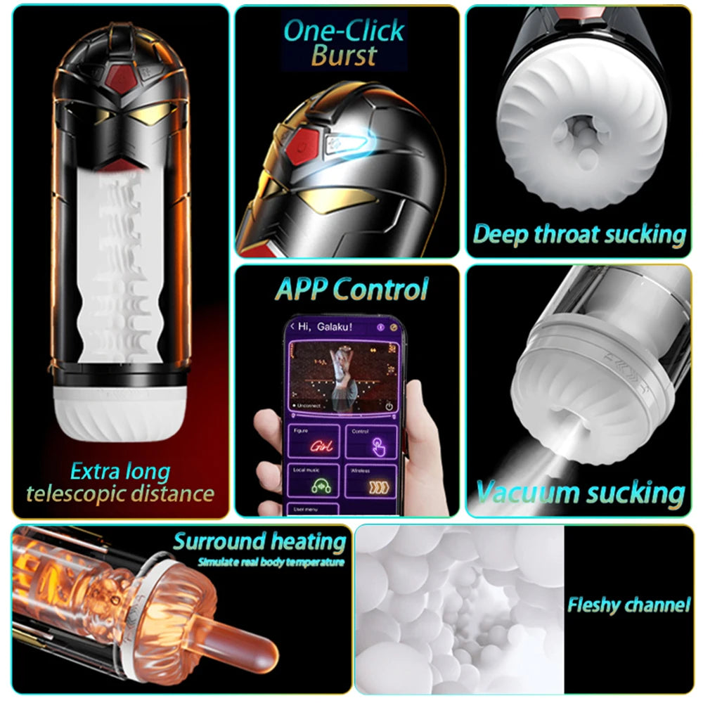 Bluetooth App Robot Automatic Male Masturbators Cup with Thrusting Vibration Modes