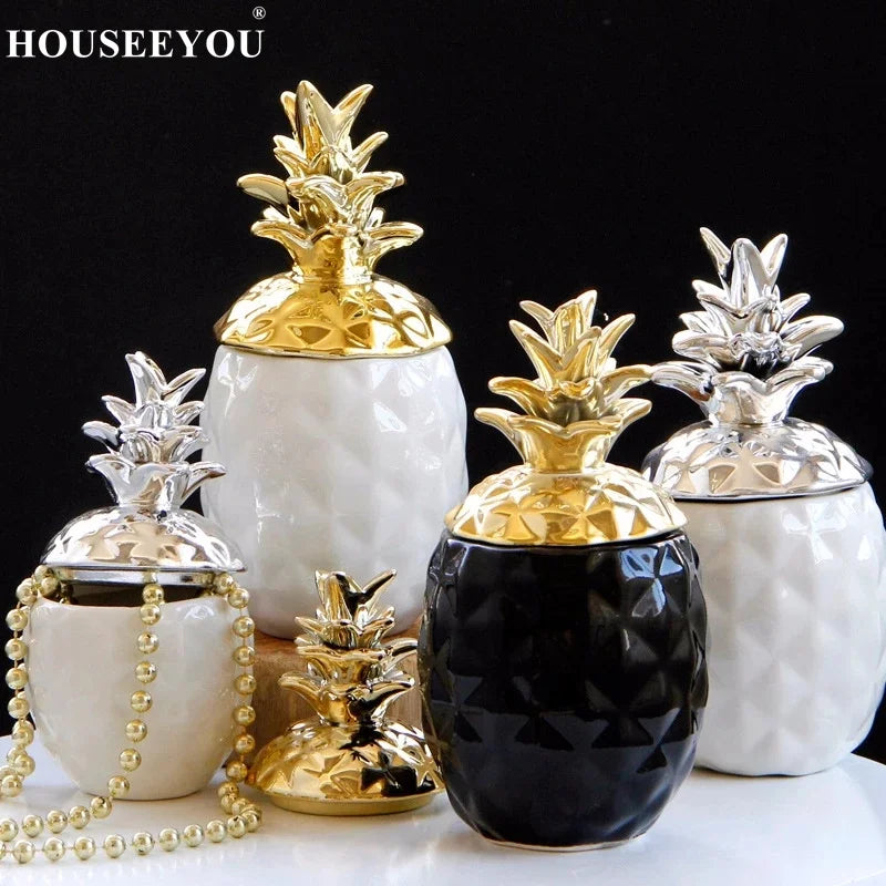 Porcelain Pineapple Jars Candy Cans for Storage Decorative Containers Plates for Jewelry Nordic Trayliving Room