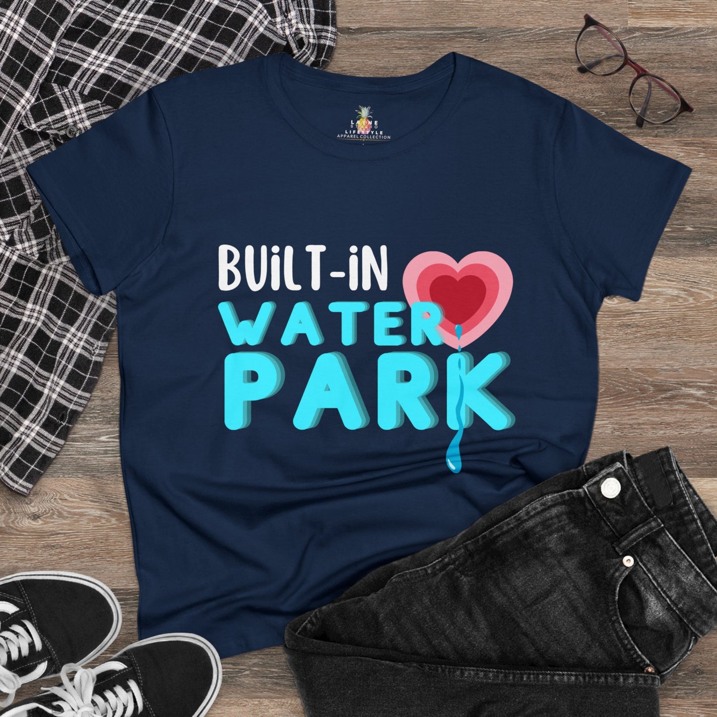 "Built-In Water Park" Graphic Women's Midweight Cotton Tee
