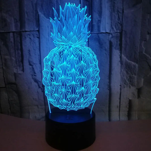 Manufacturers Wholesale Direct Sales Pineapple 3D Lights Pineapple Creative Vision Lights Colorful 3D Night Lights