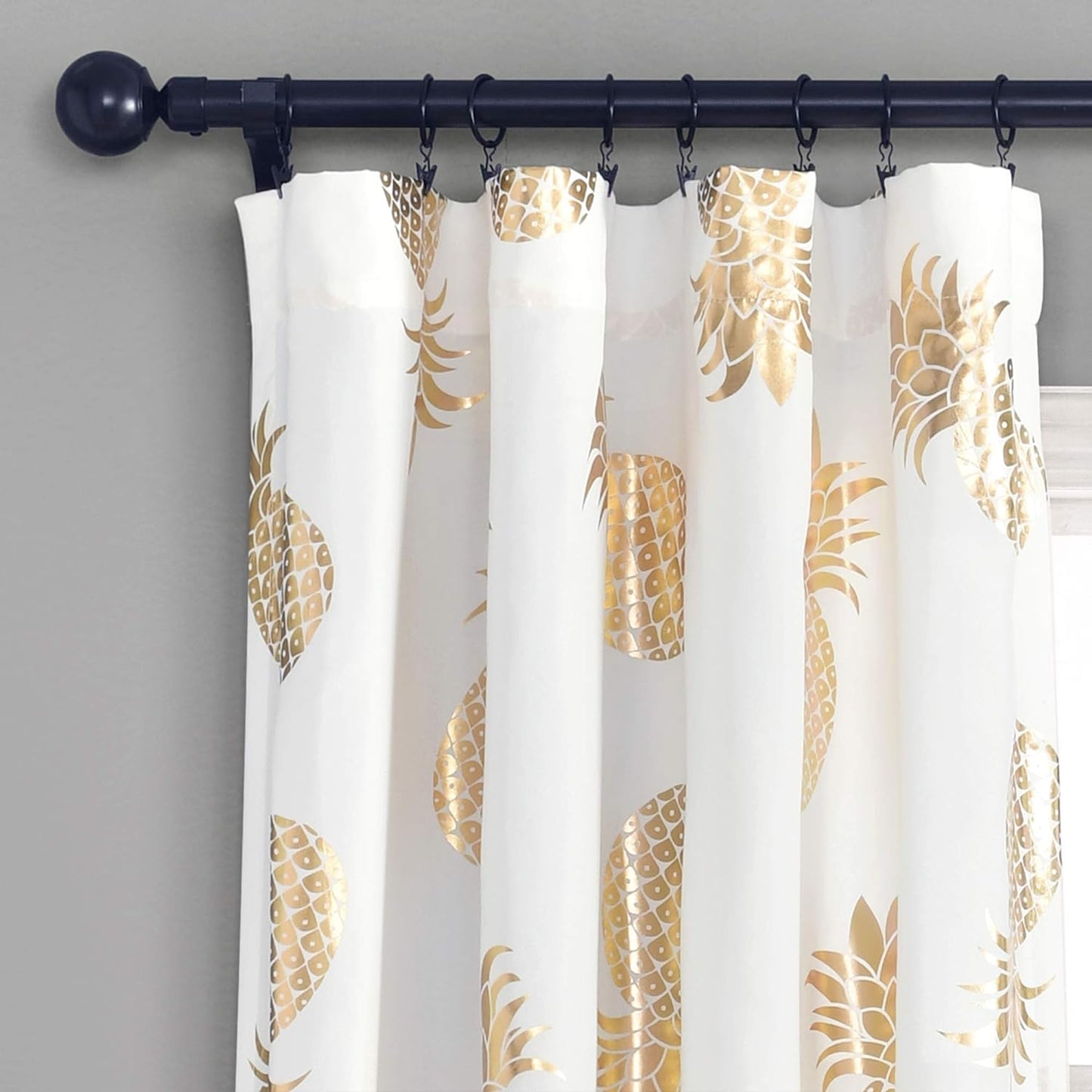 Pineapple Set Long Window Curtain Panel Pair, 52" X 84" (Gold), 52" W X 84" L