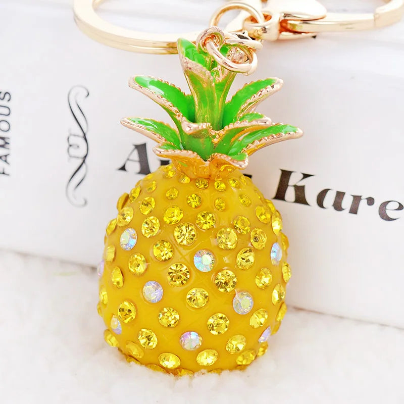 Korean Creative Resin Pineapple Design Key Chain Girl Bag Hanging Decoration Hot Small Gift Car Exquisite Pendant