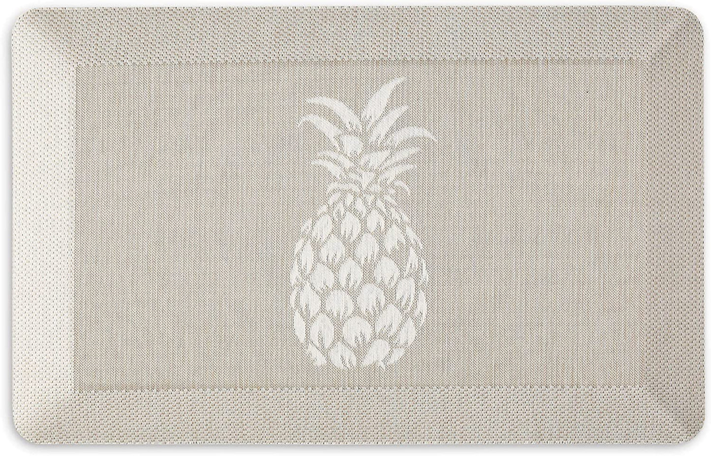 Aloha Modern Pineapple Anti-Fatigue Air-Infused Kitchen Mat, Beige, 19.6"X32"