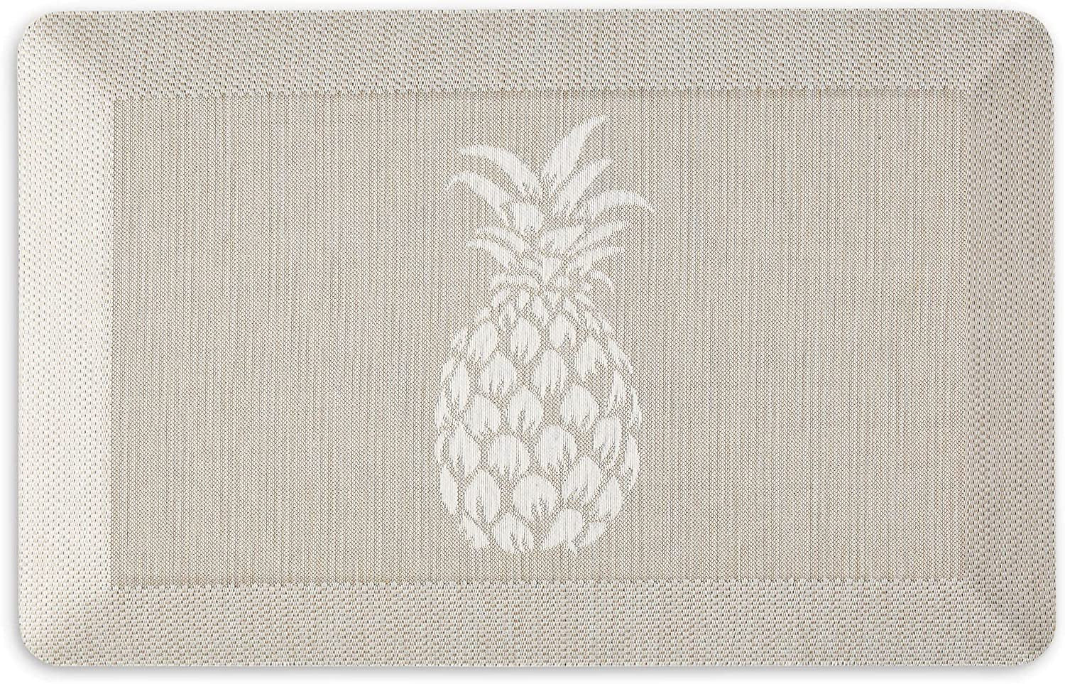 Aloha Modern Pineapple Anti-Fatigue Air-Infused Kitchen Mat, Beige, 19.6"X32"