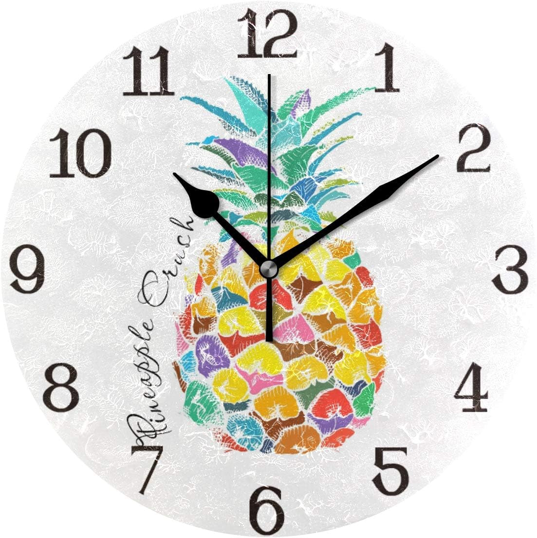 Colorful Pineapple Battery Operated Wall Clock 9.8 Inches