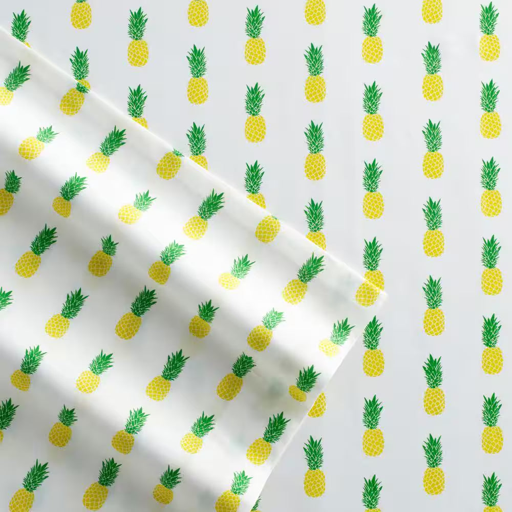 Pineapples 3-Piece Yellow and Green Graphic 200-Thread Count Cotton Percale Twin XL Sheet Set