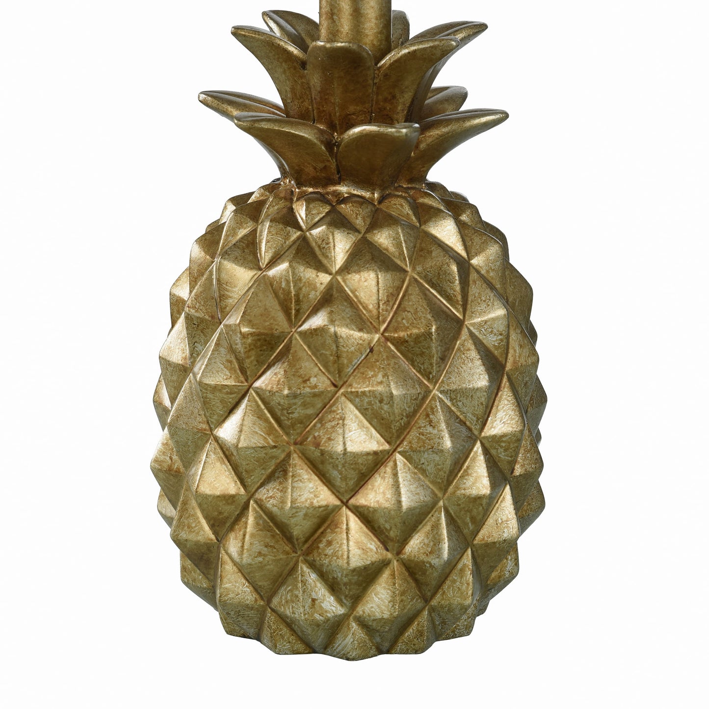 Distressed Pineapple 17” Table Lamp with Empire-Style Shade, Textured Gold