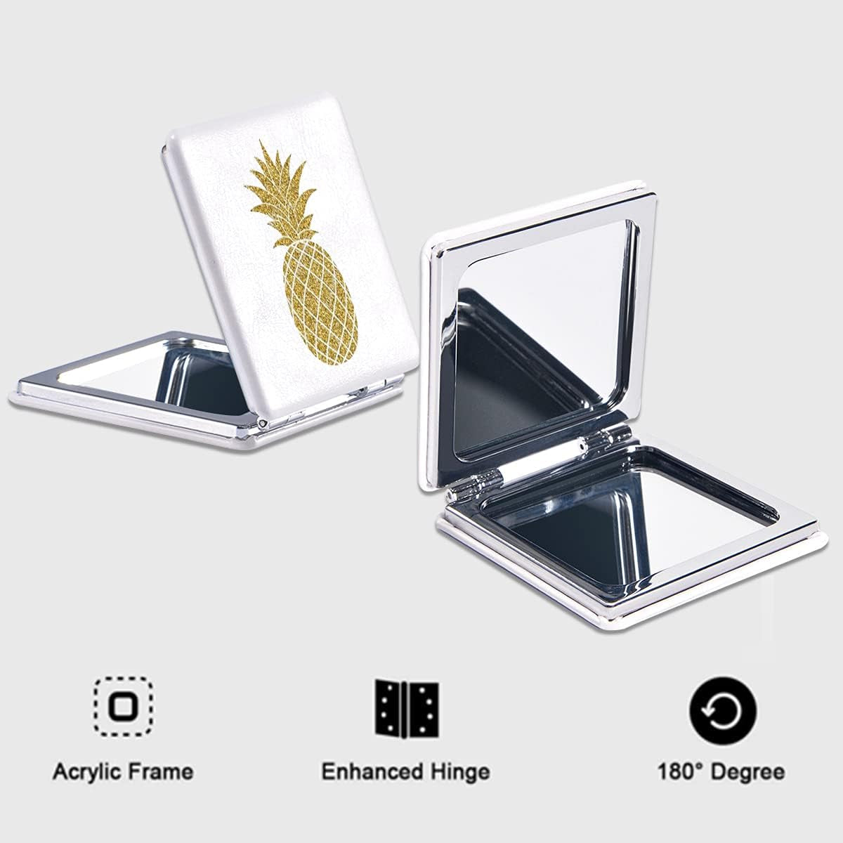 Golden Pineapple Design Shatterproof Pocket Mirror