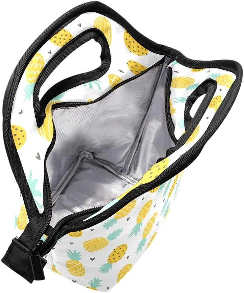 Neoprene Pineapple and Hearts Printed Tote Lunch Bag