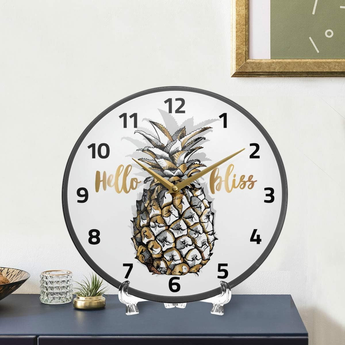 Gold Pineapple Battery Operated Wall Clock 12 Inch / 9.5 Inch