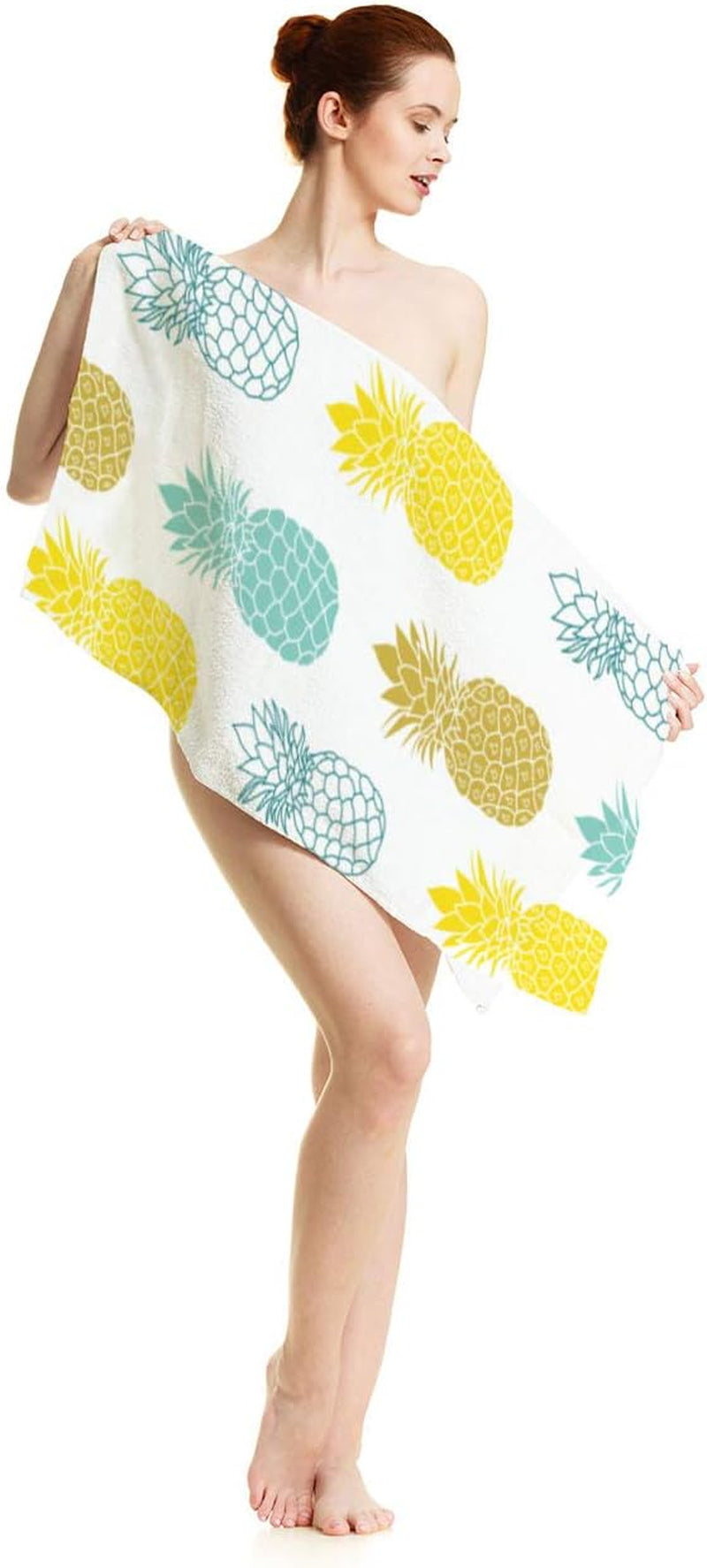 Pineapple Fruit Hand Towels Cotton Washcloths,Fresh Tropical Summer Botanical Pineapples Blue Yellow Comfortable Super-Absorbent Soft Towels for Bathroom Kitchen Spa Gym Yoga Towel 15X30 Inch
