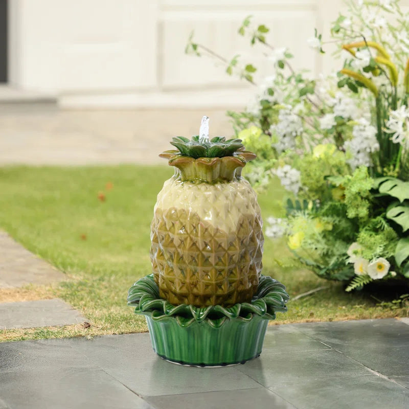 Amyas Pineapple Ceramic Indoor/Outdoor 17.1-In Tall Bubbler Tabletop Fountain