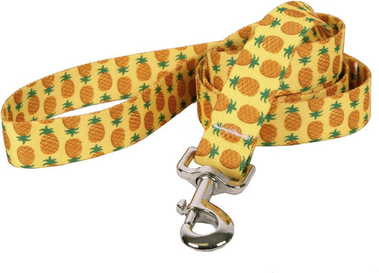 Pineapples Yellow Dog Leash, Small/Medium-3/4 Wide and 5' (60") Long
