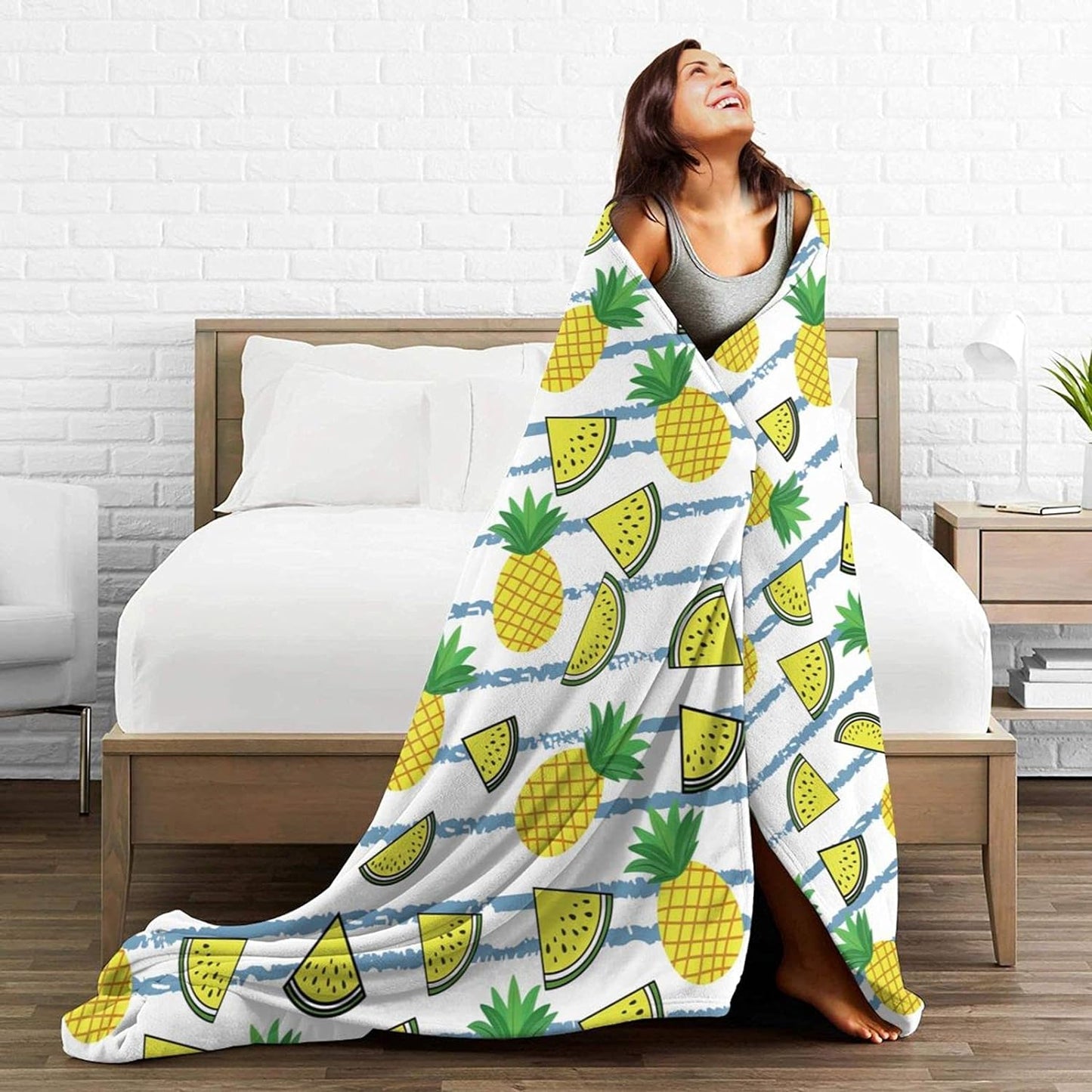 Lightweight Cozy Plush Pineapple Blanket 60"X50"